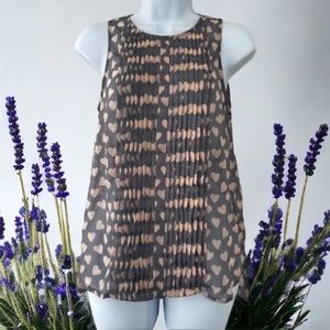 Banana Republic Oversized Heart Print Sleeveless Blouse